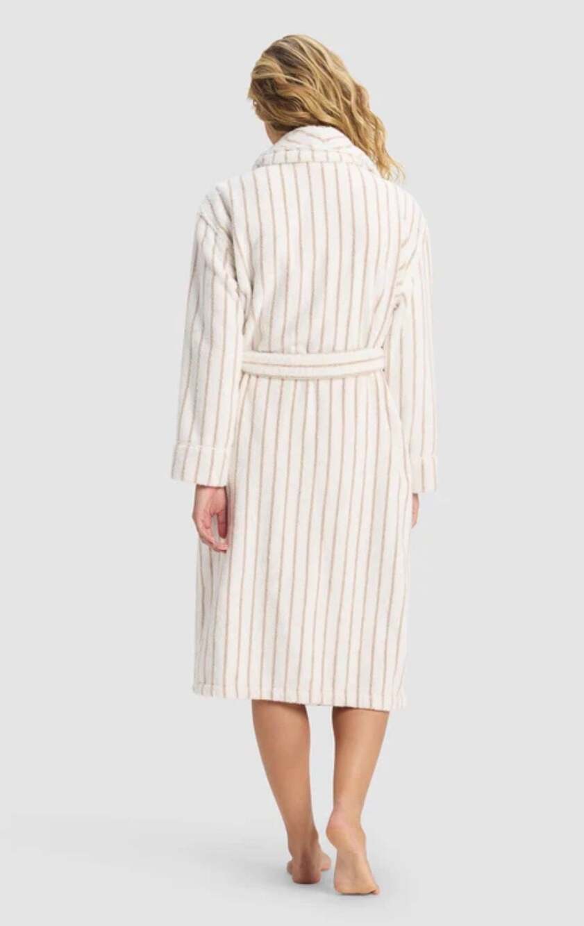 Cozy Earth Striped Luxe Bath Robe Sand/Seashell Size XS - Picture 2 of 4